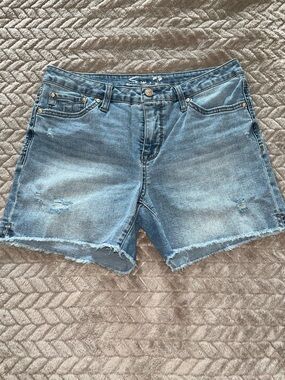 Seven 7 Denim Cutoff Shorts - Light Blue Distressed